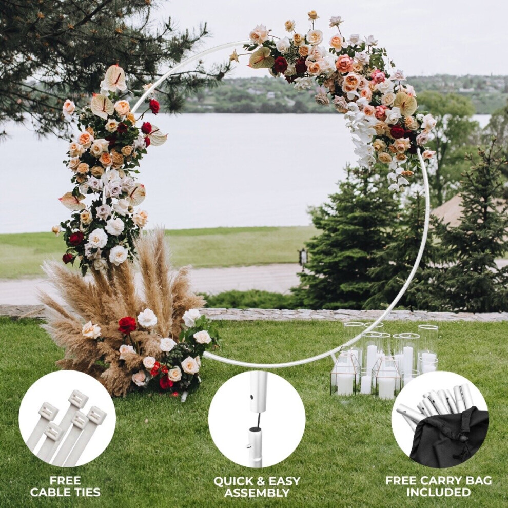 Wedding Moongate White 2m Metal Arch Round Frame Flowers Balloon Decoration