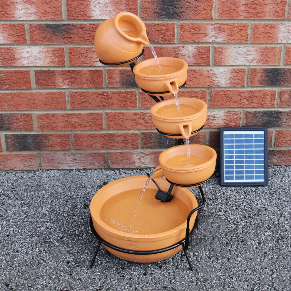 Water Feature Fountain Solar Powered Outdoor Garden Cascade Tiered Patio