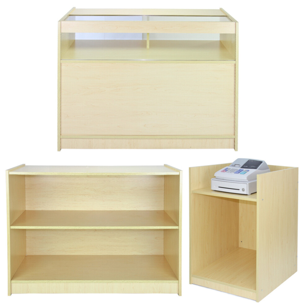 Shop Counter Maple Retail Shelves Display Storage Cabinet Till Block A1200