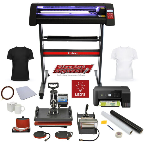 Heißluftpresse 5in1 Combo + Vinylschneider Plotter + Drucker Sublimationstransfer