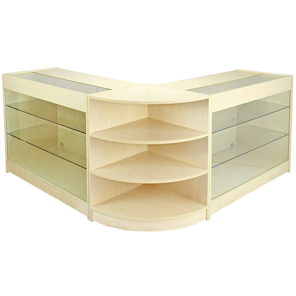 Shop Counter Retail Maple Shelves Storage Display Cabinet Showcase Glass Pulsar