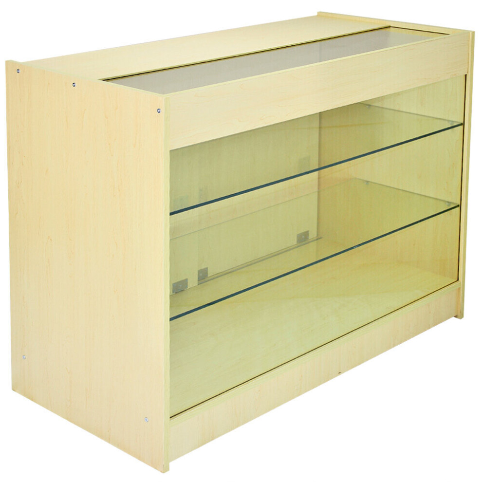 Lockable Retail Glass Shelf Cabinet / Maple Store Showcase Counter - K1200