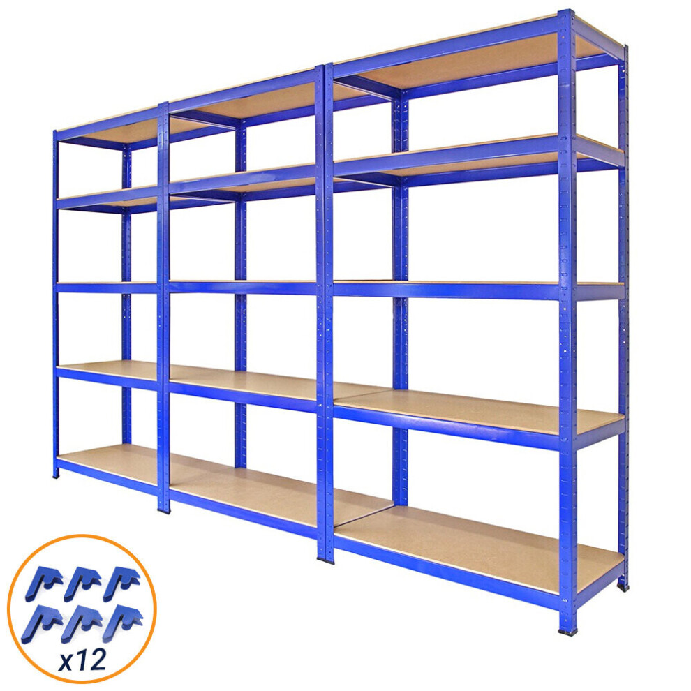 3 x Metal Racking Unit Warehouse 5 Tier Storage Shelves Garage Boltless Racks