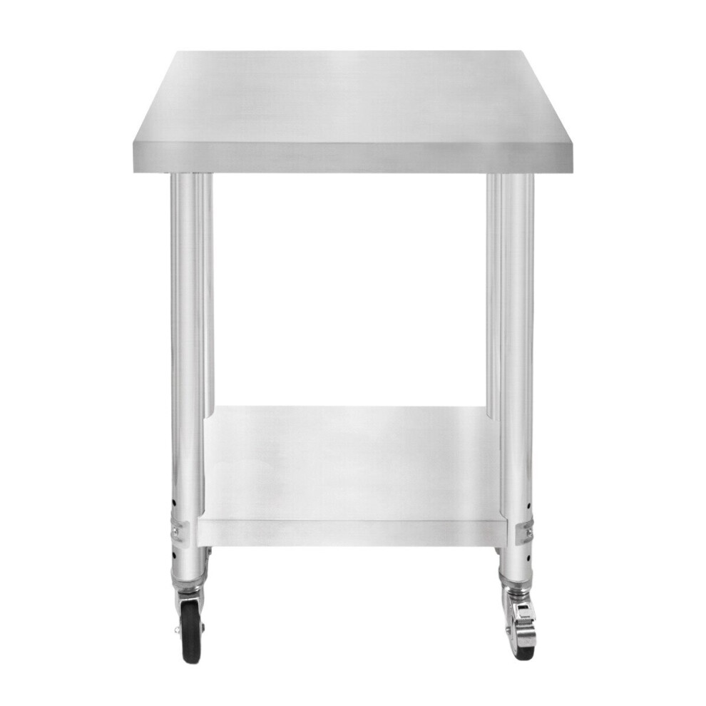 Catering Work Bench Table Stainless Steel Food Prep Kitchen Mobile 60cm x 45cm