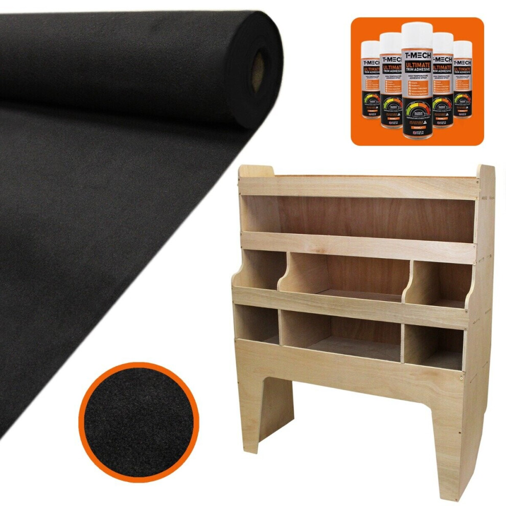 Camper Van Lining 4 Way Stretch & Vw Transporter Van Racking Tool Storage Black 5055986129554