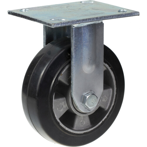 Parnells 152mm 6" castor black rubber fixed strong 660kg capacity, set of 2 1