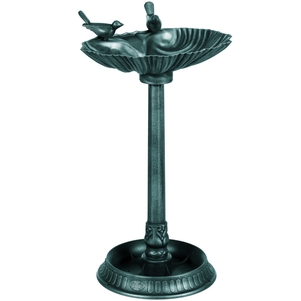 Outsunny 81cm Tall Bird Bath With 2 Decorative Birds For Garden, Green