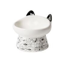 (A-200ML, One size) Elevated Cat Bowls - Ceramic Pet Feeder With Tilt Angle Design, Non-slip Base And Cute Shape For Cats And Small Dogs