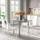 (White, A) Dining Table and Chairs, Drop Leaf Kitchen Table With PU Leather High Back Chair 10