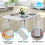(White, B) Dining Table and Chairs, Drop Leaf Kitchen Table With PU Leather High Back Chair 4