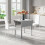 (White, B) Dining Table and Chairs, Drop Leaf Kitchen Table With PU Leather High Back Chair 1