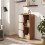 Living And Home Wooden Bookcase Storage Cabinet with Doors and Open Shelf 2