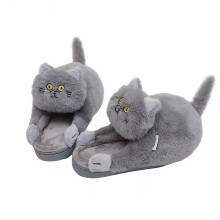 (38-39) 2022 New Girls Cat Furry Slippers Funny Home Fluffy Slides Female Indoor Floor Kawaii Shoes Cute