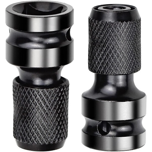 2 Pack 1/2inch Square To 1/4inch Hex Socket Adapter, Quick Release Impact Ratchet Chuck Converter And Screwdriver Bit Holder Socket