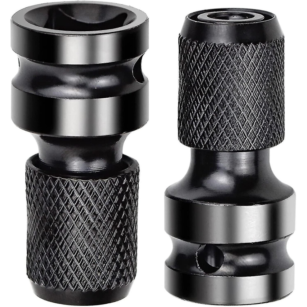 2 Pack 1/2Inch Square To 1/4Inch Hex Socket Adapter, Quick Release Impact Ratchet Chuck Converter And Screwdriver Bit Holder Socket 3247719447888