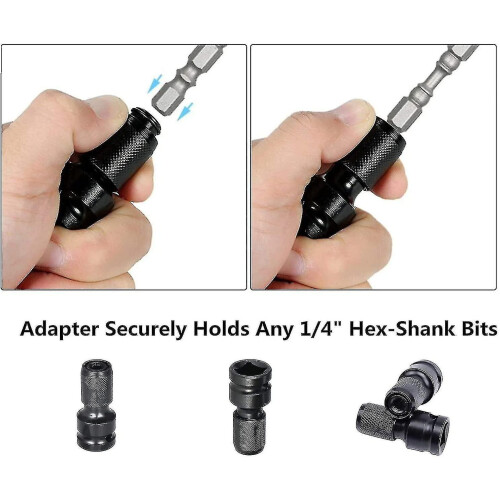 2 Pack 1/2inch Square To 1/4inch Hex Socket Adapter, Quick Release Impact Ratchet Chuck Converter And Screwdriver Bit Holder Socket 2