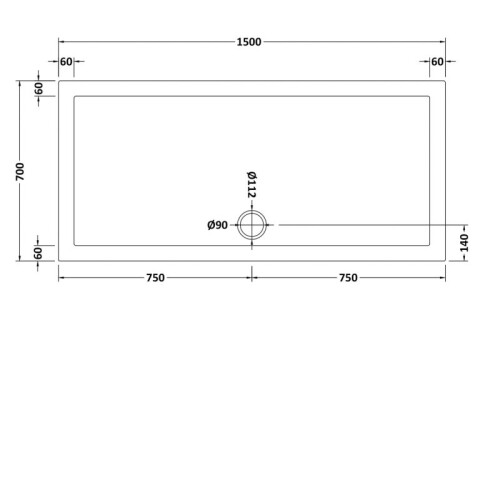 Slim 1500 x 700 Rectangular Stone Resin Shower Tray For Wetroom Enclosure 2