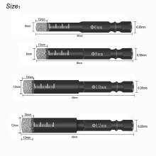 Set Of 4 Diamond Drill Bits for Tile And Glass 6|8|10|12mm, Hex Shank, Diamond Drill Bits for Ceramic, Granite, Glass, Porcelain, Tile, Porcelain Ston