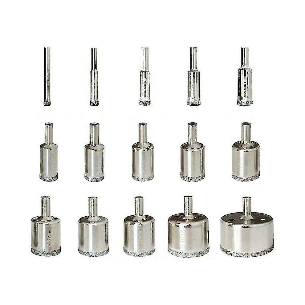 Diamond Drill Bit 15Pcs 6-50Mm Core Hole Saws Tools Set Diamond Drill Bits Cutter Carbon Steel For Glass Ceramic Porcelain Marble Tile Granite 3247719448243