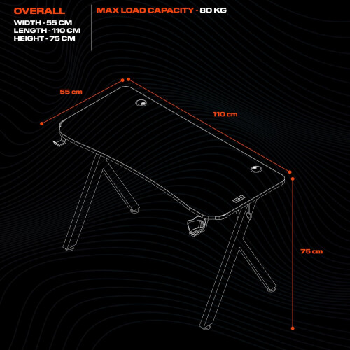X-Rocker Lumio Compact RGB Gaming Desk 110 x 55cm, Large Gaming Table ...