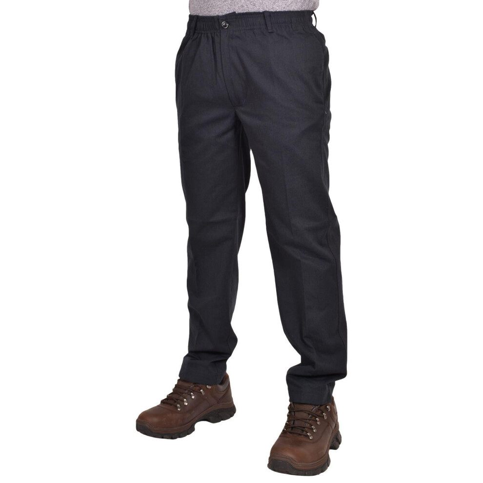 (Navy, 2XL) Mens Elasticated Rugby Trouser Regular Casual Pant