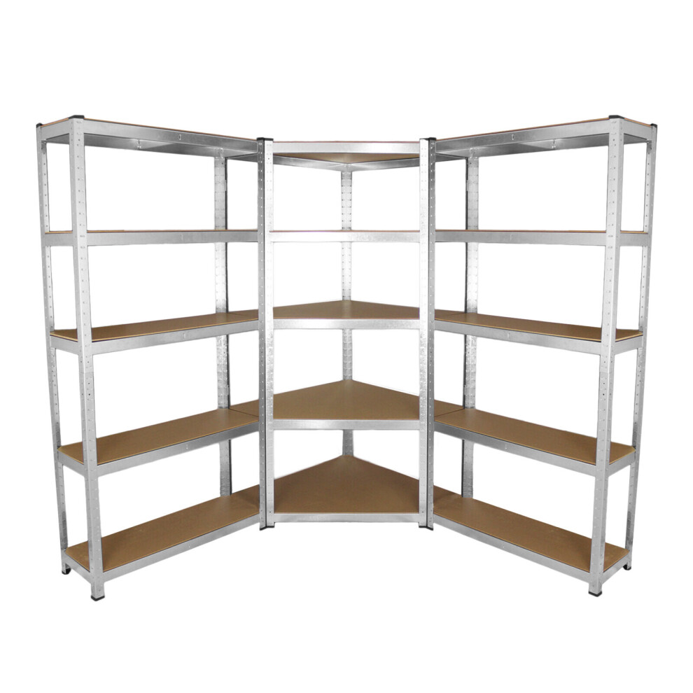 2 X 90Cm Heavy Duty Racking & 1 X Corner Unit / Garage Galvanised Steel Shelving 5055986121848