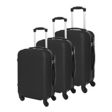(Black) 3pcs Suitcase ABS hard shell 4-wheeled trolley lightweight luggage
