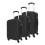 (Black) 3pcs Suitcase ABS hard shell 4-wheeled trolley lightweight luggage 1