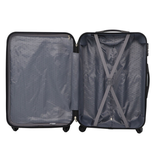 (Black) 3pcs Suitcase ABS hard shell 4-wheeled trolley lightweight luggage 2