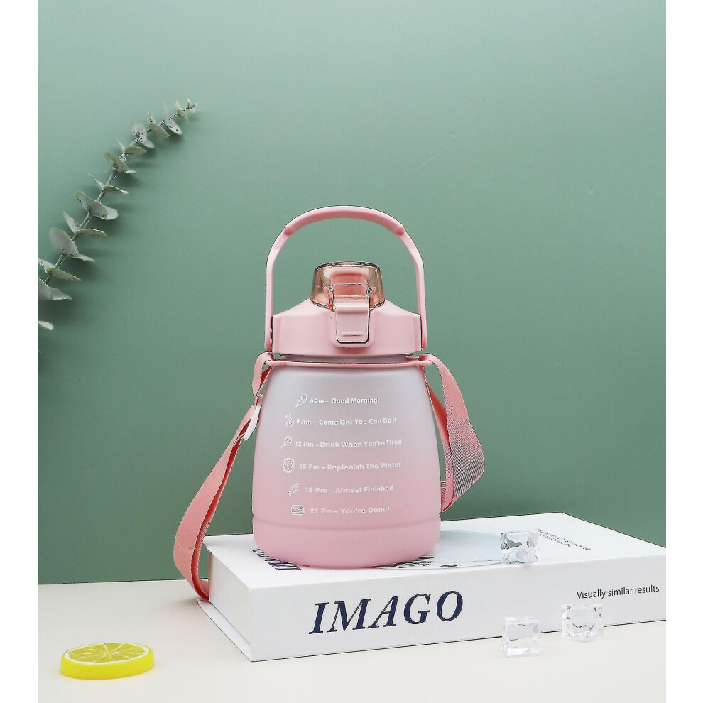 (Pink) 1300ml Gradient Color Plastic Water Bottle Outdoor Large-capacity Sports Water Bottle-image-OPC-PFXKNSN-NEW