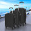 (Black) 3pcs Suitcase ABS hard shell 4-wheeled trolley lightweight luggage 8