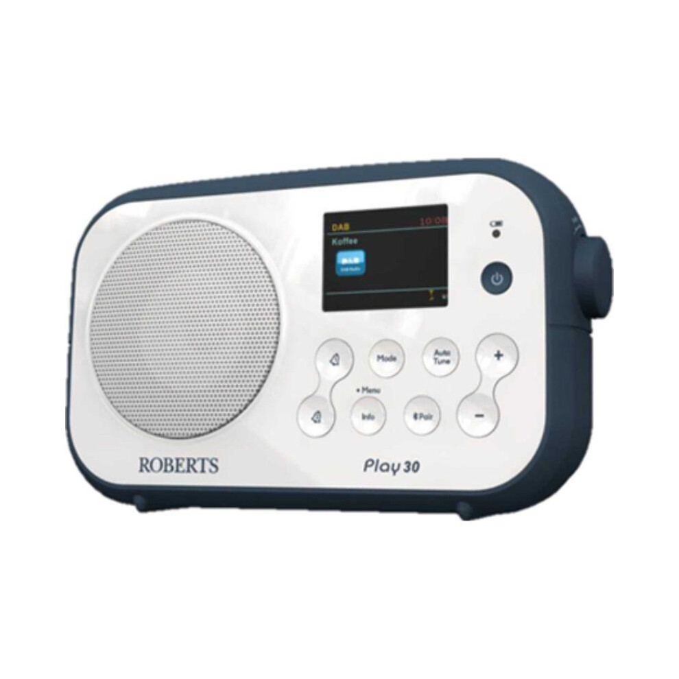 Roberts Radio PLAY30WB DAB/DAB+/FM RDS Digital Bluetooth Radio - White & Blue