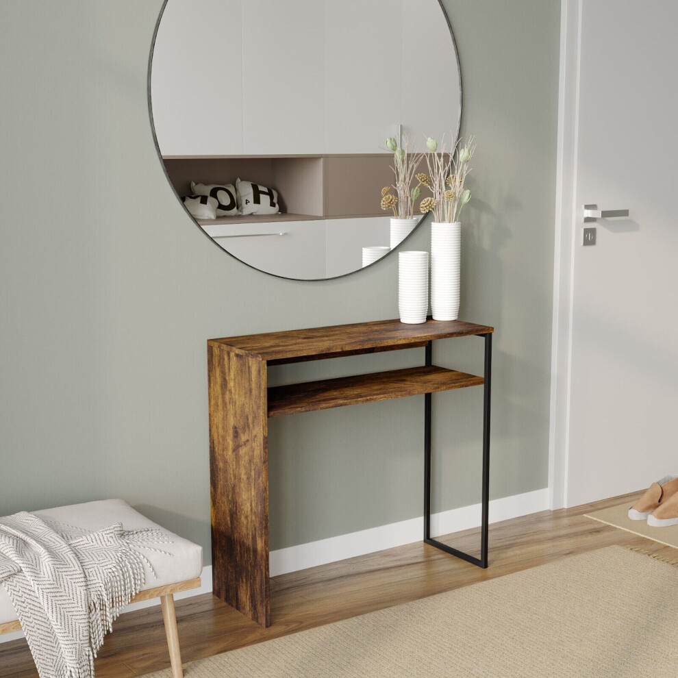 Urbn Living (Rustic ) 80Cm Wooden & Steel Console Display Table Living Room Hallway W/ Storage Shelf Brown