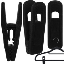 (48, Black) Panzy Home Velvet Hangers Clips, Black Pants Hangers Clips for Velvet Flocked Hangers Trousers & Skirts, Removable Clothes Clips