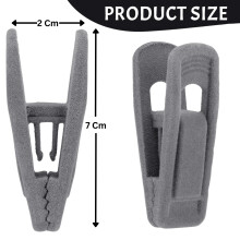 (12, Grey) Panzy Home Velvet Hangers Clips, Black Pants Hangers Clips for Velvet Flocked Hangers Trousers & Skirts, Removable Clothes Clips