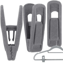 (48, Grey) Panzy Home Velvet Hangers Clips, Black Pants Hangers Clips for Velvet Flocked Hangers Trousers & Skirts, Removable Clothes Clips