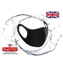 Erwachsene schwarze Gesichtsmaske Schutzabdeckung waschbar wiederverwendbar Unisex UK