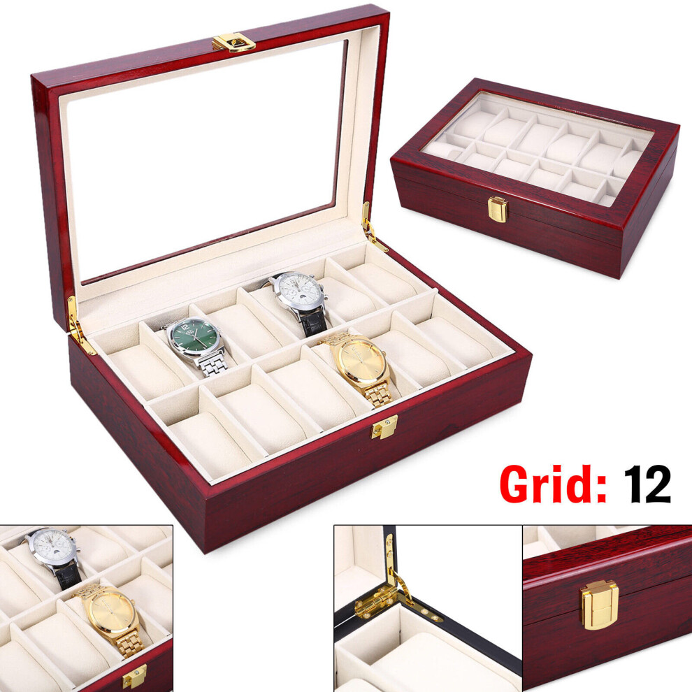 New 12 Grids Leather Watch Display Case Jewelry Collection Storag
