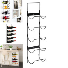 5 Bottle Wine Rack Black Metal Wall Mounted Storage Holder Kitchen