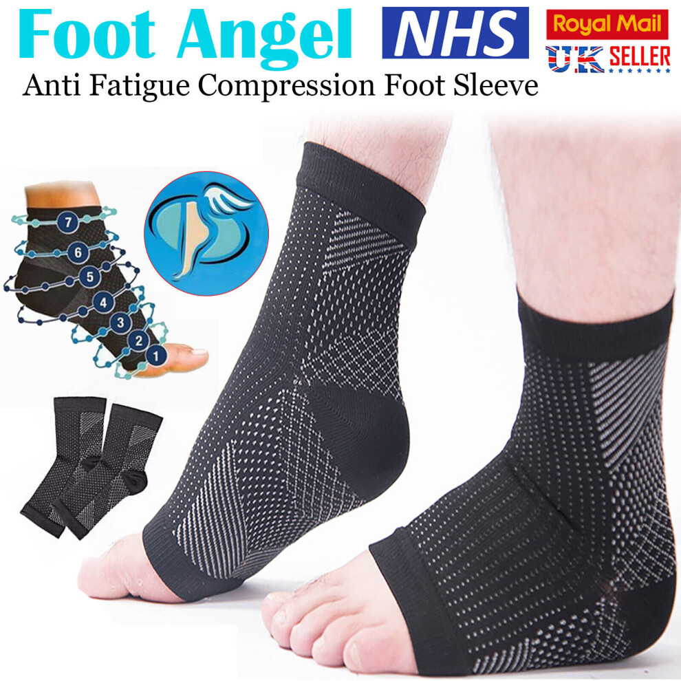2x Foot Angel Ankle Compression Sleeve Anti Heel Arch Relief Socks S/M