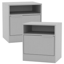 (White, 2) 1-Door Bedside Table Cabinet Nightstand Storage Shelf Unit Bedroom Furniture