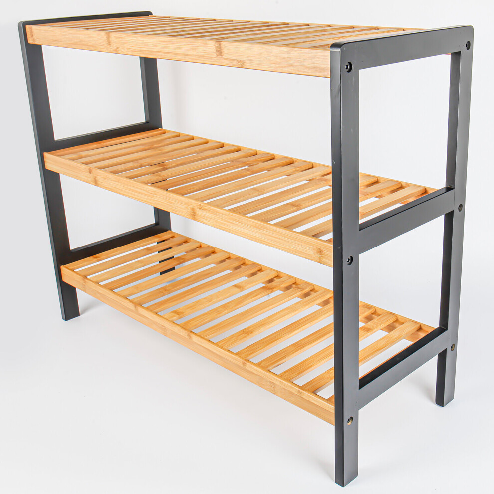 3 Tier Natural Bamboo Wooden Shoe Rack Bench Organiser Storage Shelf