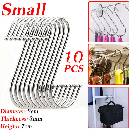 10PCS Stainless Steel S Hooks Kitchen Utensil Clothes Hanger Hanging