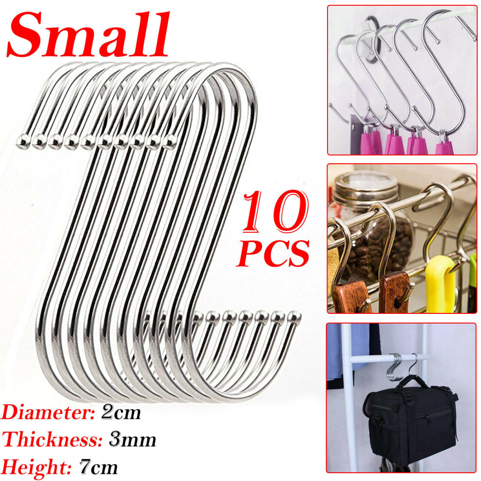 10PCS Stainless Steel S Hooks Kitchen Utensil Clothes Hanger Hanging