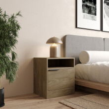 (Oak, 1) 1-Door Bedside Table Cabinet Nightstand Storage Shelf Unit Bedroom Furniture