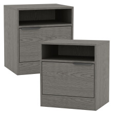(Cedar Grey, 2) 1-Door Bedside Table Cabinet Nightstand Storage Shelf Unit Bedroom Furniture