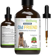 Pet Wellbeing Old Friend for Senior Dogs & Cats - Vet-Formulated - Aging Immune System & Joint Mobility Support in Older Pets - Natural Herbal