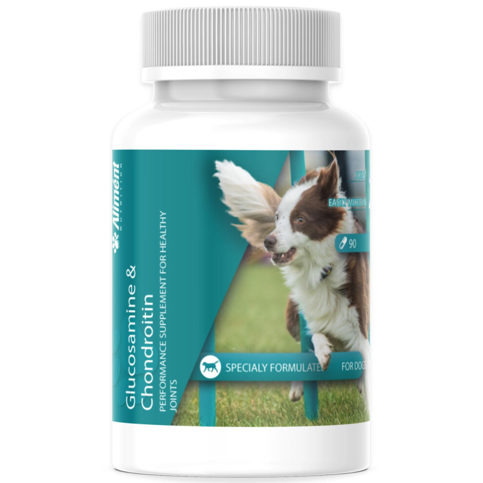 Aliment Joint Supplement For Dogs 90 High Strength Capsules Glucosamine 400mg & Chondroitin Sulphate 100mg For Dogs Hip And Joint Care MSM Vitamin C