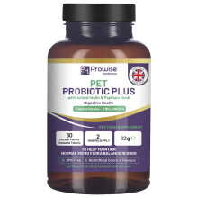 Pet Probiotic Plus with Added Inulin & Psyllium Husk 2 Billion CFU with 5 Active Strains I 60 Chicken Flavour Chewable Tablets 2 Months Supply |