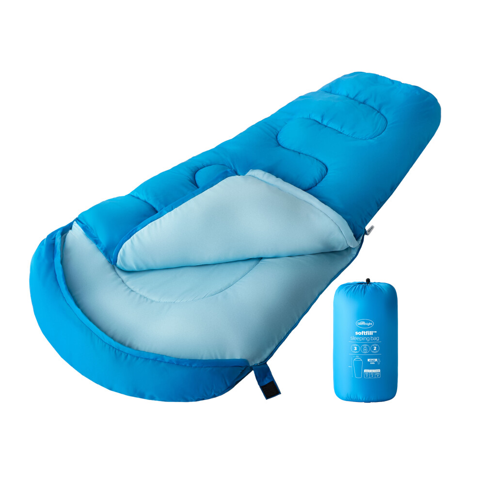 (Blue) Silentnight Camping Kid Sleeping Bag 3 Season